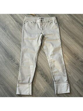 PrAna Kara Jeans Womens 12 Ashy Gray Fitted Low Rise Skinny Cuffed Stretch Denim